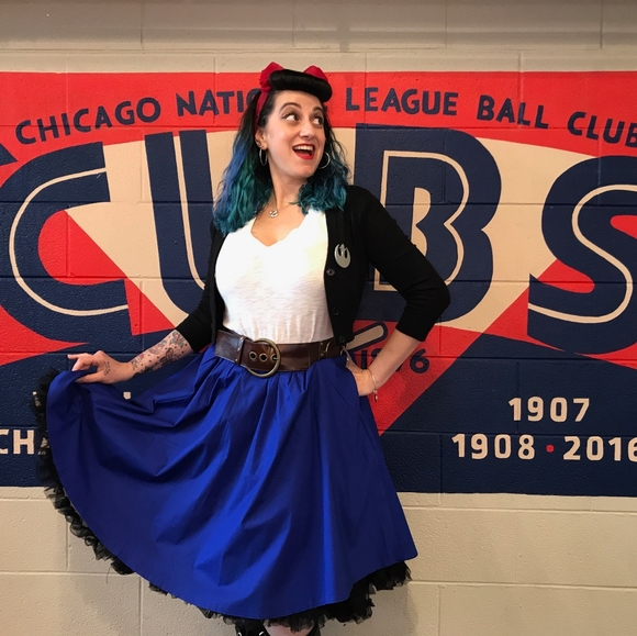 Blue Rockabilly Swing Skirt - Picture 5 of 5